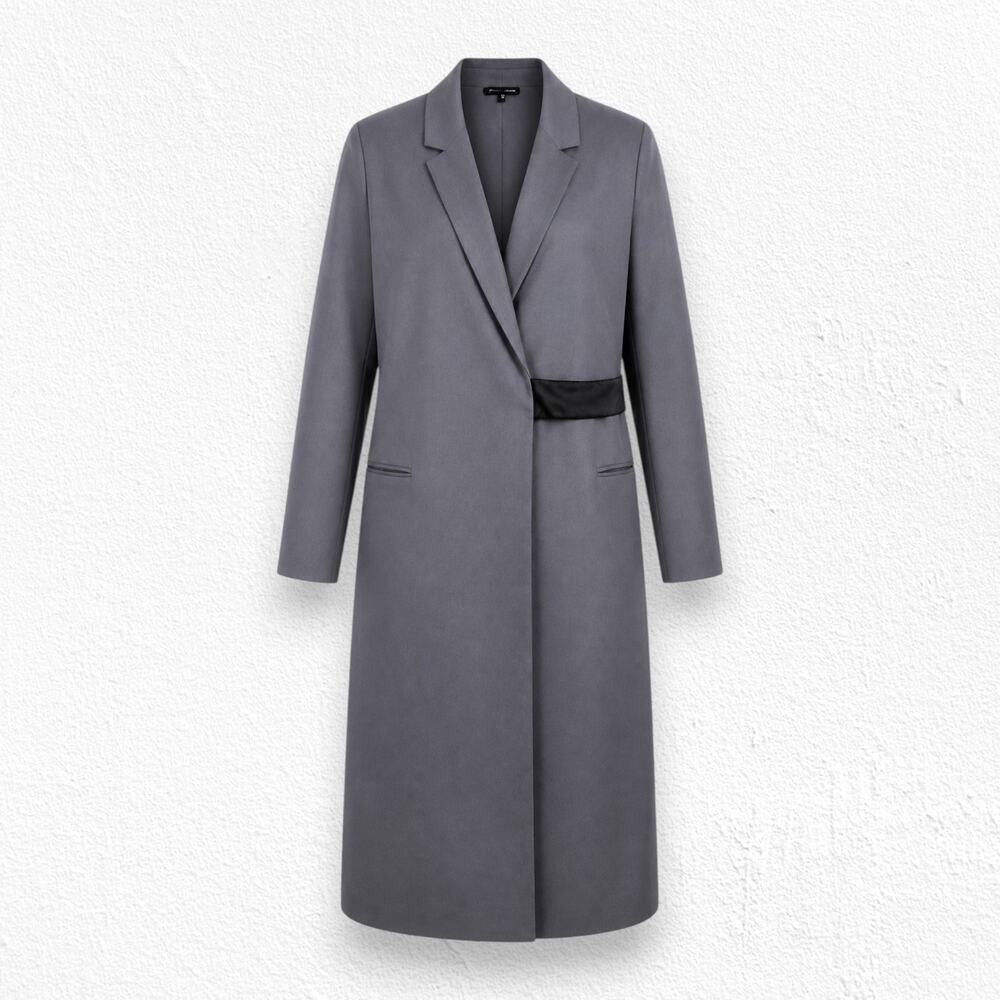 Universal Standard Gray Asymmetrical Wrap Longline Blazer Coat Size S 14-16